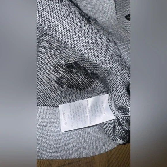 ◾ Black Floral Patterned Gray Sweater - size Large - Picture 13 of 16